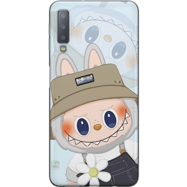 Samsung Galaxy A7 (2018) Gennemsigtig cover Labubu med hat - Pop Mart figur Mr. Butcher i retro-stil med karakter
