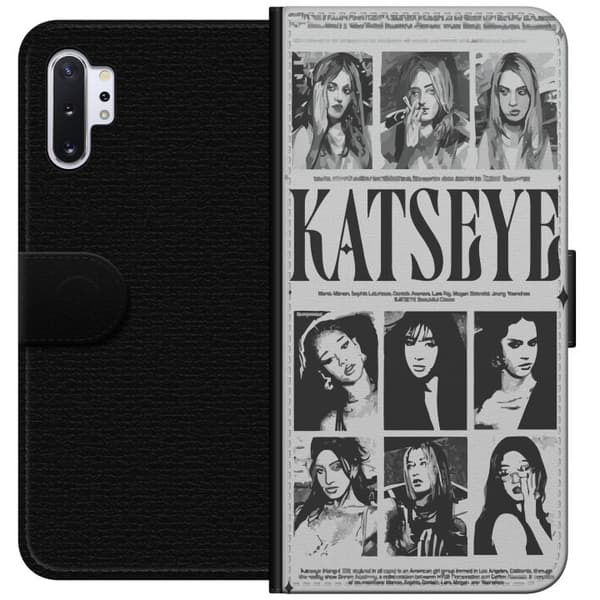 Kompatibelt Lommeboketui til Samsung Galaxy Note10+ KATSEYE svartvit poster grå