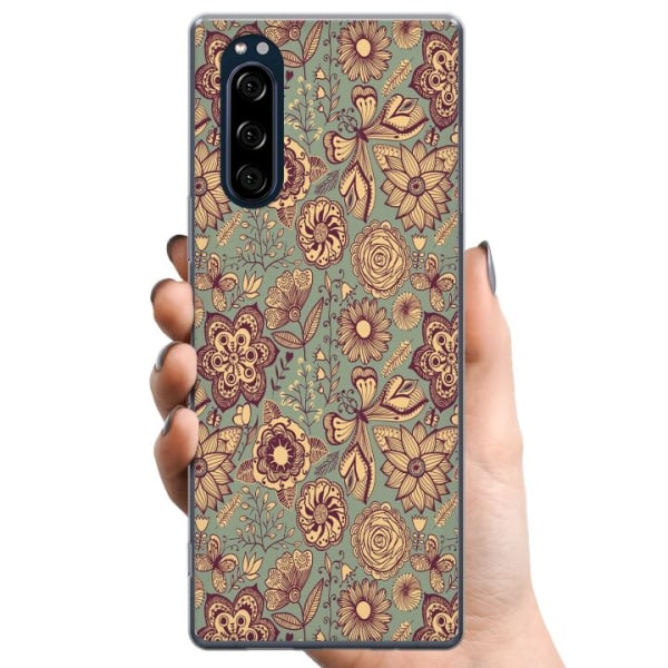 Sony Xperia 5 TPU Mobilcover Vintage Blomster