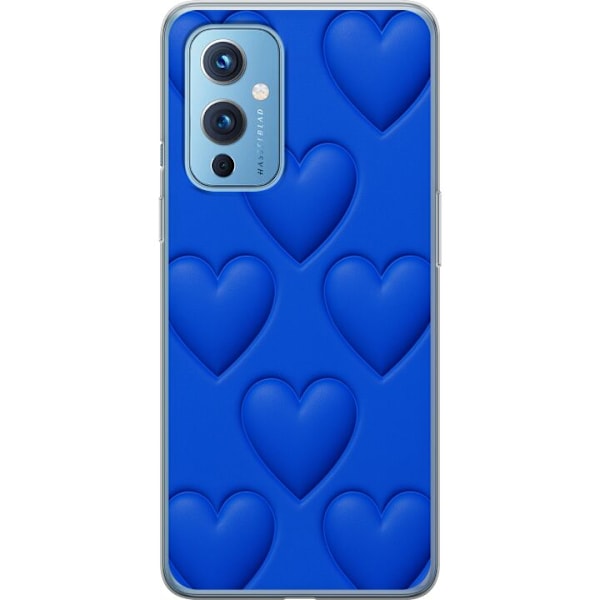 OnePlus 9 Läpinäkyvä kuori Siniset Sydämet