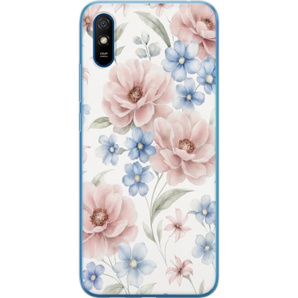 Xiaomi Redmi 9AT Genomskinligt Skal Romantiska blommor