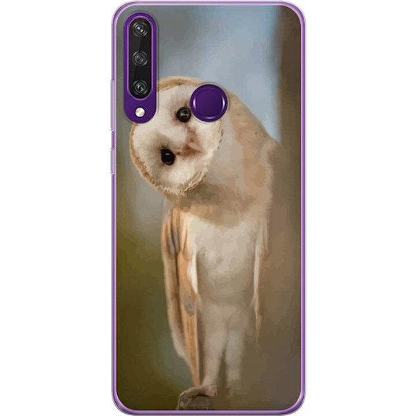 Huawei Y6p Gennemsigtig cover Ugle Nysgerrig Blik Fuglemotiv Skov Natur Grafisk Design Populært Motiv Dyr Tema Dekoration