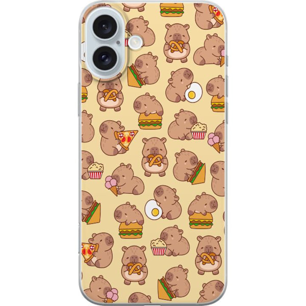Apple iPhone 16 Plus Gjennomsiktig deksel Kawaii capybara mobildeksel med flere søte figurer
