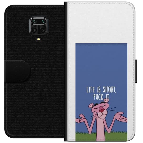 Kompatibelt Plånboksfodral till Xiaomi Redmi Note 9 Pro Life Is Short citat blå