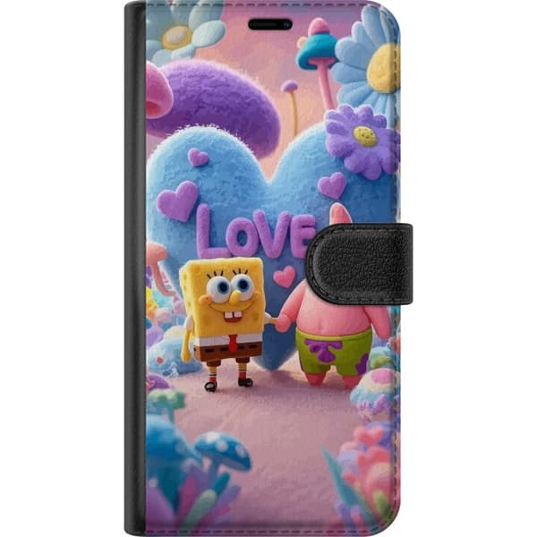 Kompatibel Tegnebogsetui til Samsung Galaxy S20+ SvampeBob og Patrick-kærlighed, pasteldesign med farverige hjerter, blomster og positiv energi