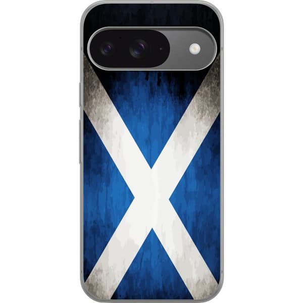 Kompatibelt Mobildeksel til Google Pixel 9 Skottlands flagg med grunge effekt og blå hvit design blå