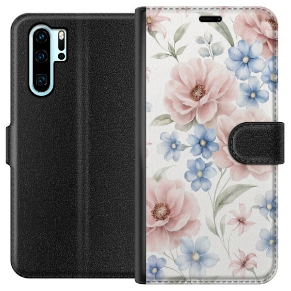 Huawei P30 Pro Tegnebogsetui Romantiske blomster