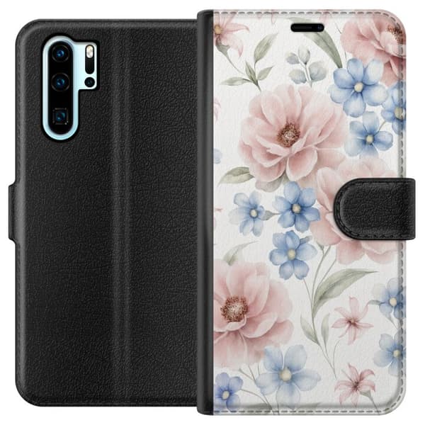 Kompatibelt Lommeboketui til Huawei P30 Pro Romantiske blomster