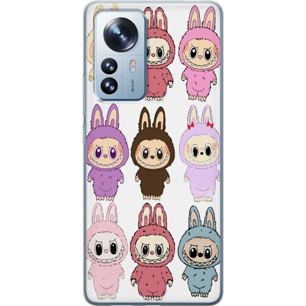 Xiaomi 12 Pro Gennemsigtig cover Labubu Pink Monster - Popkuns