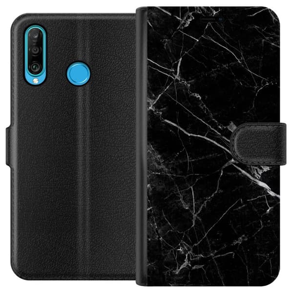 Kompatibelt Plånboksfodral till Huawei P30 lite Marmor