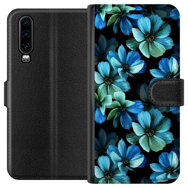 Huawei P30 Lompakkokotelo Keskiyö Puutarha
