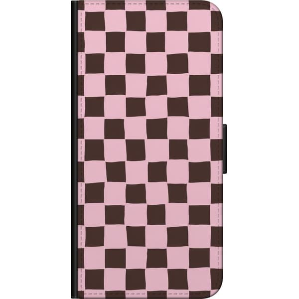 Kompatibel Tegnebogsetui til OnePlus 8 Rosa skaktern pink