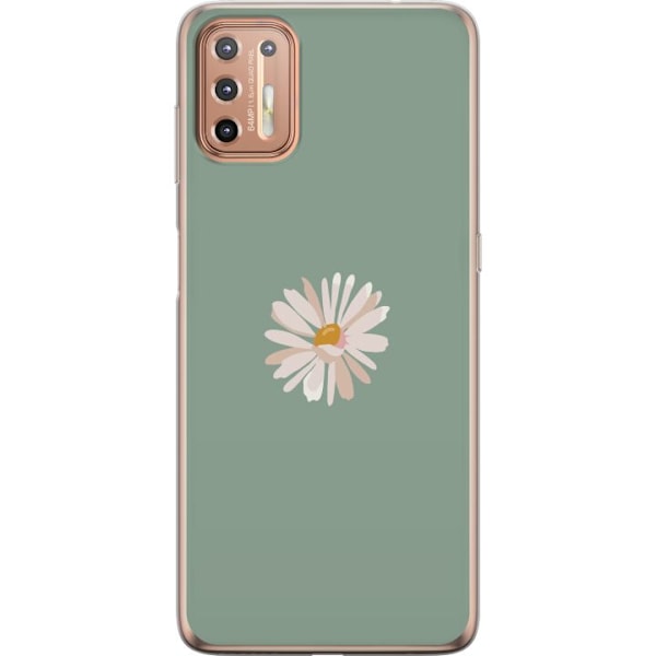 Motorola Moto G9 Plus Läpinäkyvä kuori Vihreä Minimalikukka - tyylikäs kukka vihreällä taustalla