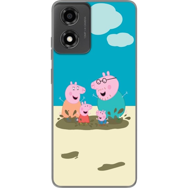 Motorola Moto E14 Gennemsigtig cover Greta Gris Familie Georg