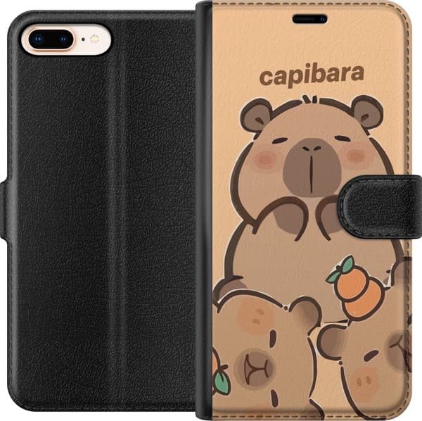 Kompatibel Tegnebogsetui til Apple iPhone 8 Plus Capybara kawaii figur sød trendy samler