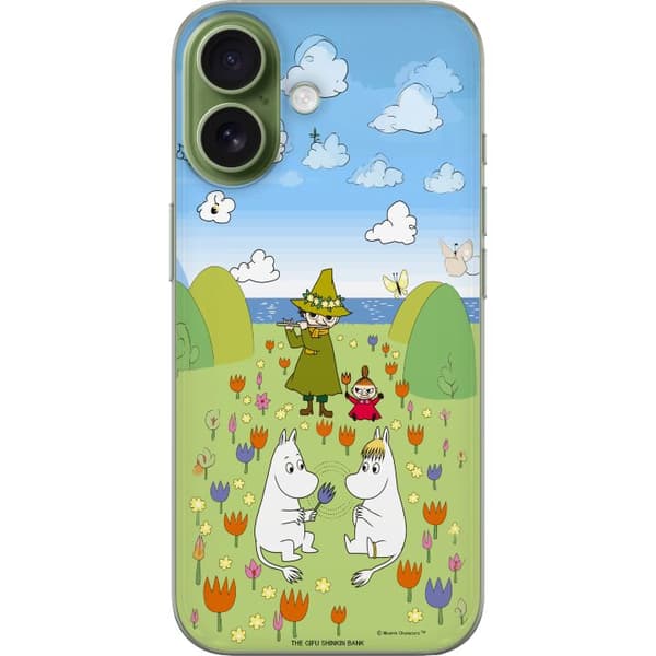 Kompatibelt Mobilskal till Apple iPhone 17 Mumin i blomsteräng grön