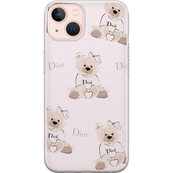 Apple iPhone 13 mini Gjennomsiktig deksel Teddy Dior Vibes - luksuriøs teddybjørn i motestil