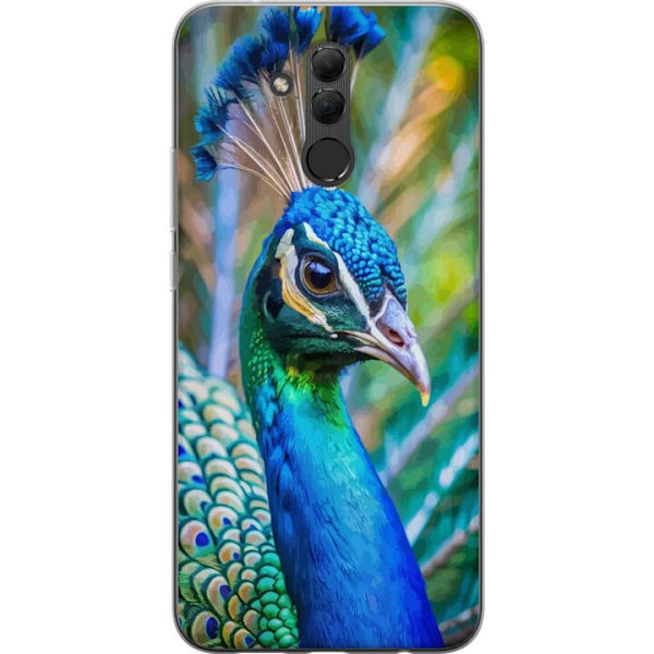 Huawei Mate 20 lite Genomskinligt Skal Påfågel Fjädrar Färgstark Design Fågelmotiv Exotiskt Grafiskt Motiv Natur Lyxig Dekoration