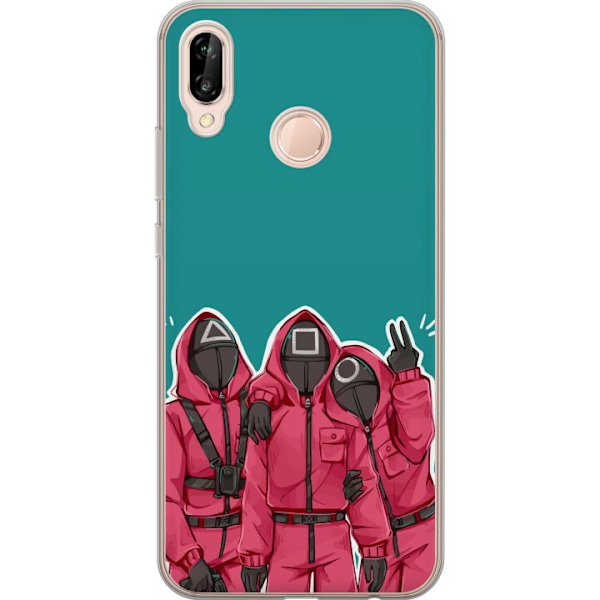 Huawei P20 lite Läpinäkyvä kuori Squid Game Hahmot Graafinen Suunnittelu Sarjakuvasarjan Hahmot Suosittu TV-Teema Aasialainen Tyyli Jännittävä T