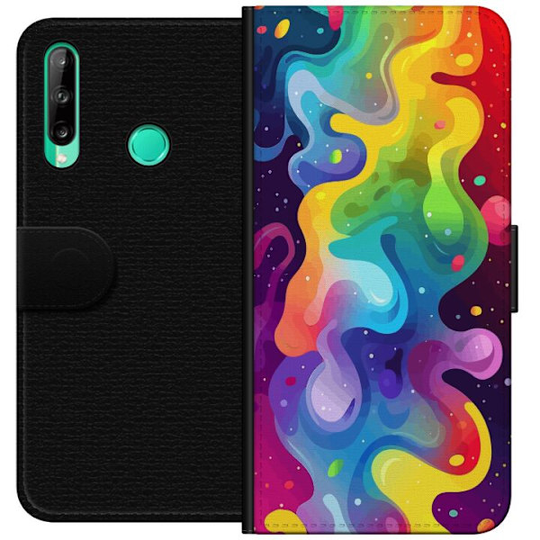 Huawei P40 lite E Tegnebogsetui Farvesplask Abstrakt Kunst Design Farverigt Mønster Moderne Populær Vægkunst Grafisk Trend
