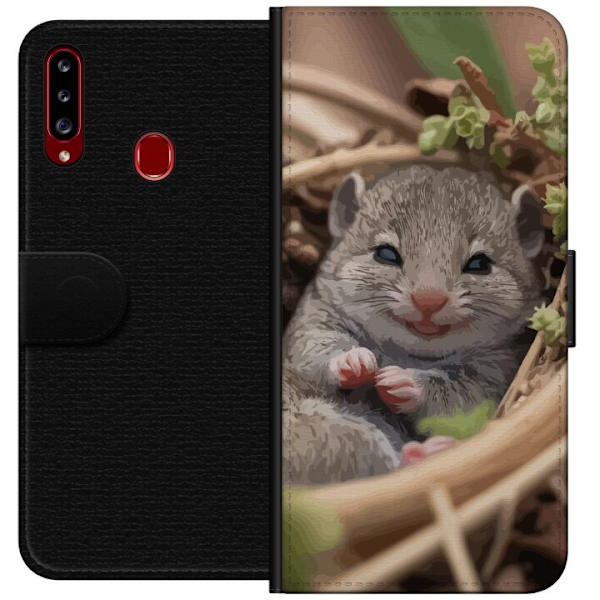 Samsung Galaxy A20s Tegnebogsetui Rotte Smilende Dyremotiv By Motiv Urban Grafisk Design Populært Sjovt Motiv Kunstart Stil