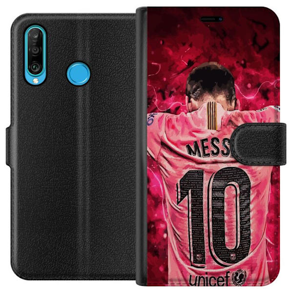Huawei P30 lite Tegnebogsetui Messi Fodbold Barcelona Argentina Motiv Legendarisk Spiller FC Barcelona Nummer 10 Sport Fodbold