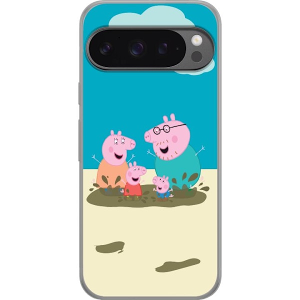 Google Pixel 9 Pro XL Gennemsigtig cover Greta Gris Familie Georg Mudderpøl Børnemotiv Serie Populær Børnekarakter Glæde