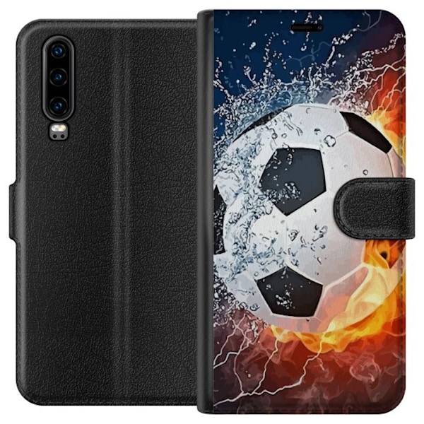 Huawei P30 Plånboksfodral Fotboll Eld