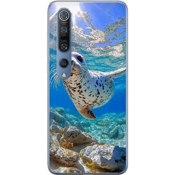 Xiaomi Mi 10 Pro 5G Gennemsigtig cover Salg Hav Svømning Dyremotiv Natur Vandmotiv Blåt Design Marin Tema Populært Motiv Dyreliv