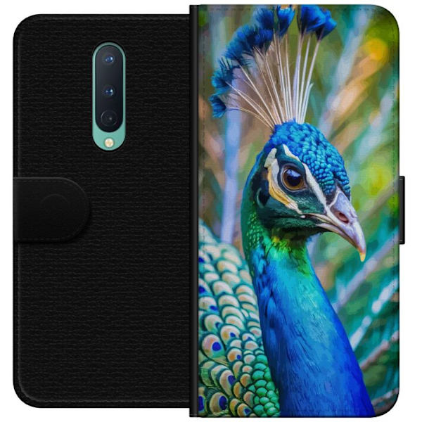 OnePlus 8 Plånboksfodral Påfågel Fjädrar Färgstark Design Fågelmotiv Exotiskt Grafiskt Motiv Natur Lyxig Dekoration