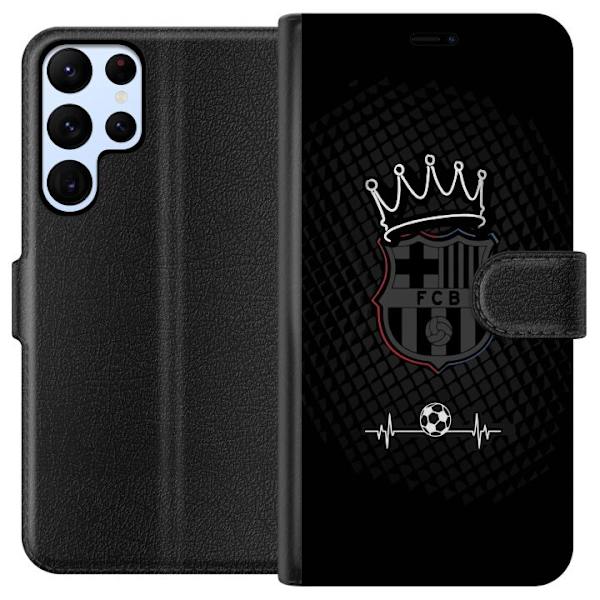 Samsung Galaxy S24 Ultra Tegnebogsetui FC Barcelona Emblem Fodboldmotiv Blå Rød Klubmærke Catalonien La Liga Fans Populært Ikonisk