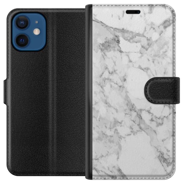 Kompatibel Tegnebogsetui til Apple iPhone 12 mini Marmor