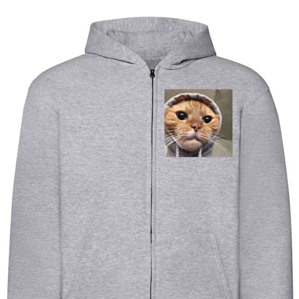 Zip-Hoodie | Hættetrøje med Lynlås til Voksne Kat Trøje grå L