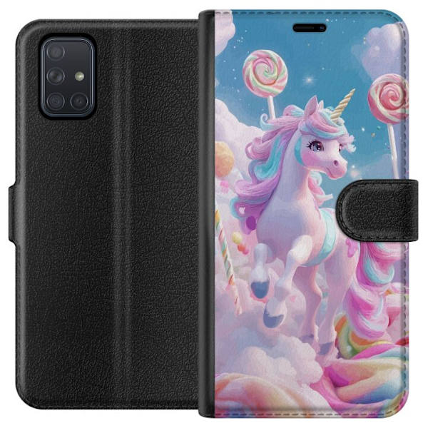 Samsung Galaxy A71 Lompakkokotelo Yksisarvinen Candy Pastel Kawaii Suunnittelu Söpö Suosittu Väri Graafinen Trendi Lapsen Teema Fantasia Taide