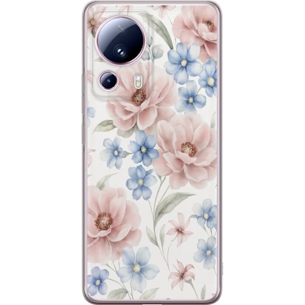 Xiaomi 13 Lite Gennemsigtig cover Romantiske blomster