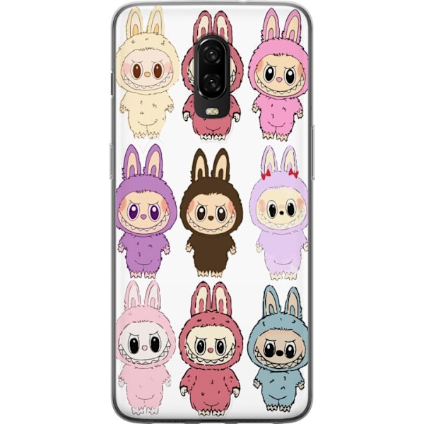 OnePlus 6T Genomskinligt Skal Labubu Pink Monster – Popkonst med Kawaii-touch