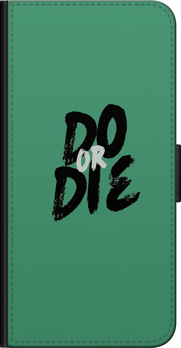 Kompatibel Tegnebogsetui til OnePlus 9 Pro "Do or Die"-tekst i sort penselstil mod grøn baggrund grøn