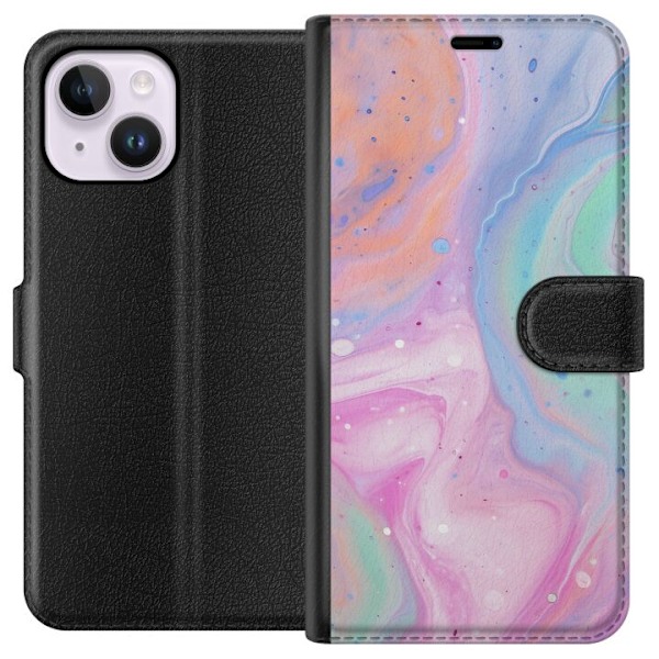 Apple iPhone 15 Plus Lompakkokotelo Pastellimarmori