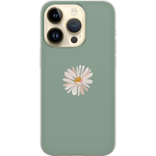 Apple iPhone 14 Pro Genomskinligt Skal Grön Minimalblomma –