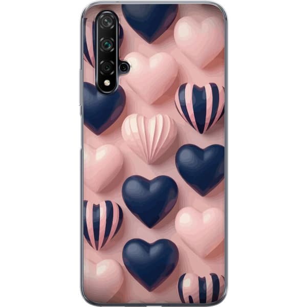 Kompatibelt Mobildeksel til Huawei nova 5T Hjärtan i pastell rosa