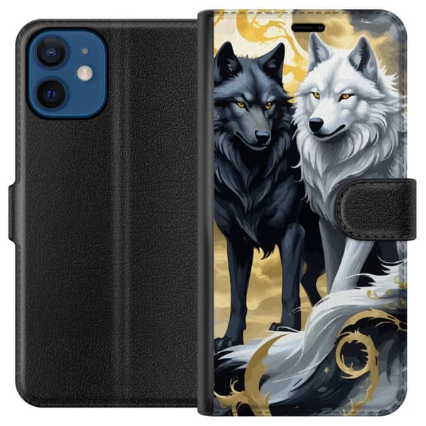 Kompatibel Tegnebogsetui til Apple iPhone 12 mini Ulve i månen