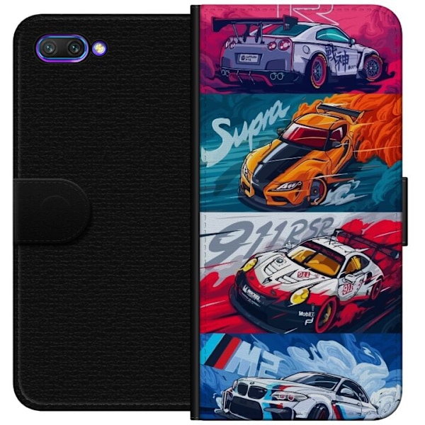 Honor 10 Lompakkokotelo Nopeat Autot - Piirretty Kuvio Toiminn