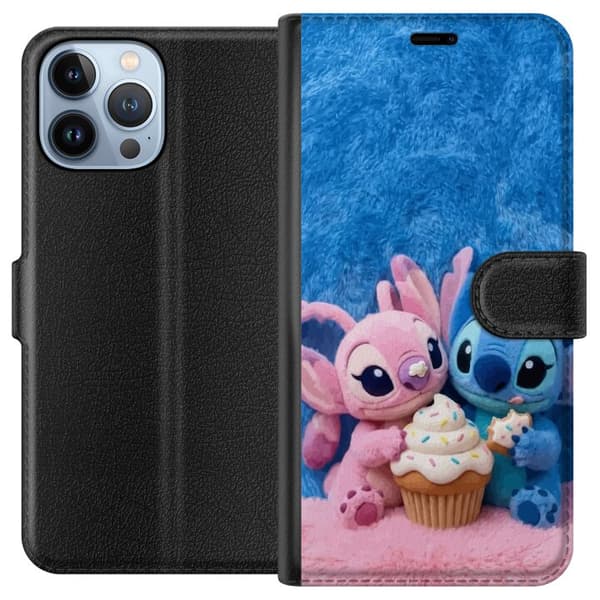 Kompatibel Tegnebogsetui til Apple iPhone 13 Pro Max Søde blå og lyserøde figurer med stor cupcake og krymmel pink