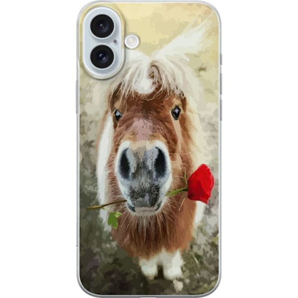 Apple iPhone 16 Plus Gennemsigtig cover Pony med rose