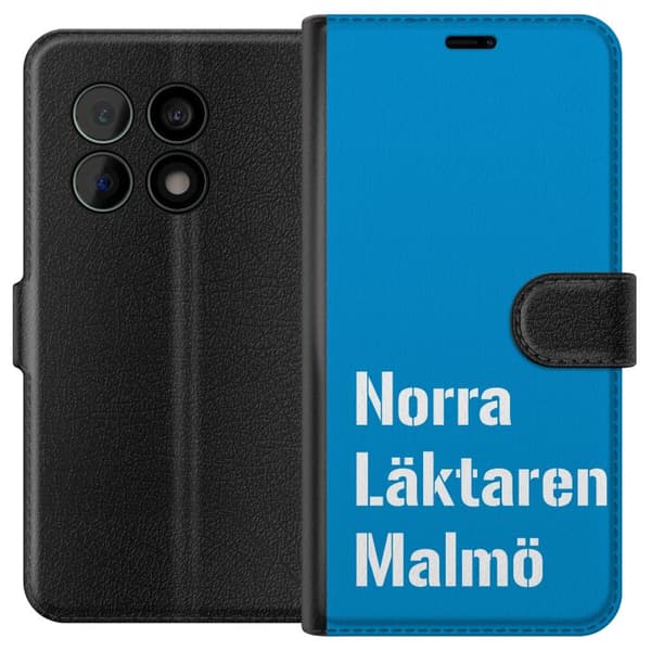 Kompatibel Tegnebogsetui til OnePlus 10 Pro Minimalistisk blå tekstdesign med Malmö-tema og moderne typografisk stil blå