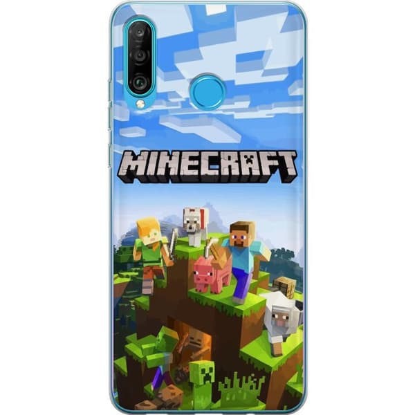 Kompatibelt Mobildeksel til Huawei P30 lite Minecraft Creeper blokk piksel retro spill