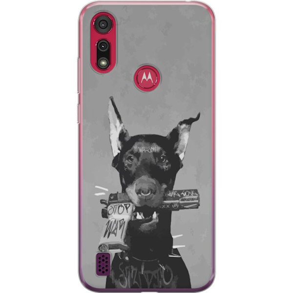 Motorola Moto E6s (2020) Läpinäkyvä kuori Harmaa Koira Graafinen Suunnittelu Kovan Eläinaiheen Katutaide Urbaani Trendi Koiran Ystävä Tyyli Suos