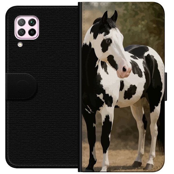 Huawei P40 lite Plånboksfodral Vacker Häst – elegant illustration av hästmotiv