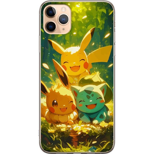 Apple iPhone 11 Pro Max Genomskinligt Skal Pixelmonster spelstil – färgstark design för retroälskande gamers