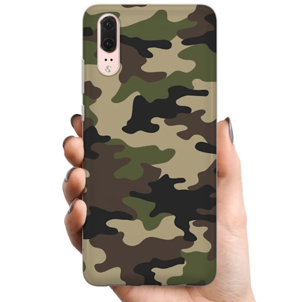 Huawei P20 TPU Mobildeksel Skog kamuflasje